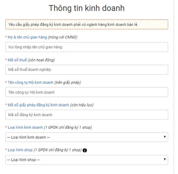 Cập nhật thông tin kinh doanh